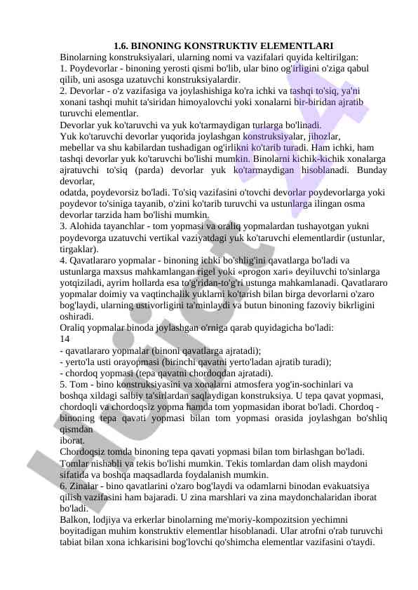 Binoning Konstruktiv Elementlari