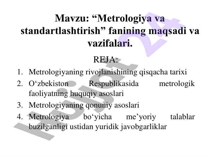 Metrologiya va standartlashtirish fanining mujizalari