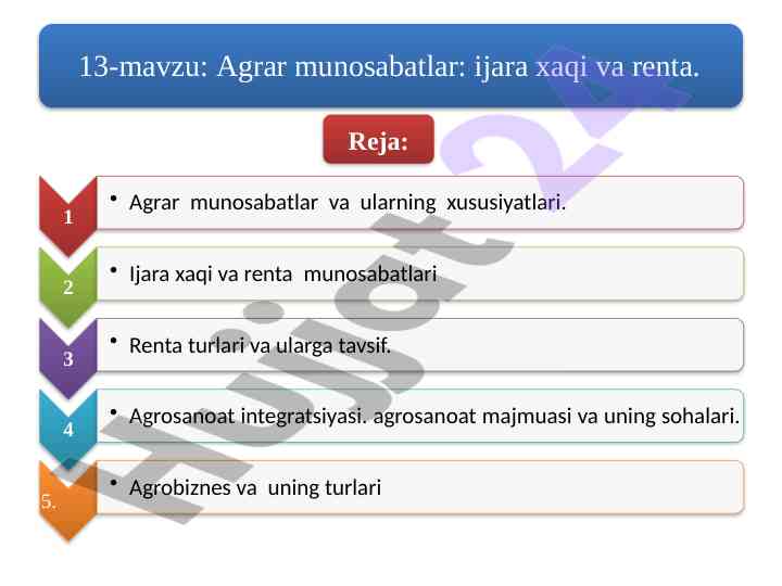 Agrar munosabatlar ijara xaqi va renta tahlili