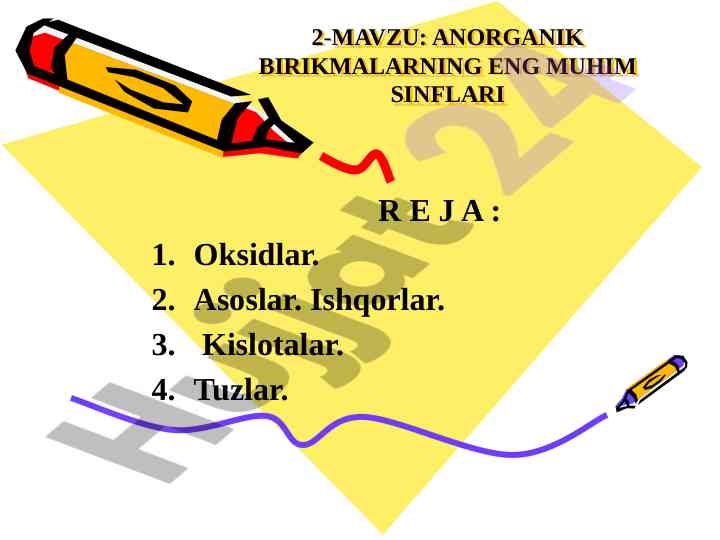 Anorganik birikmalarning eng muhim sinflari