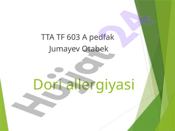 Dori allergiyasi va toksik-reaktsiyalar tahlili
