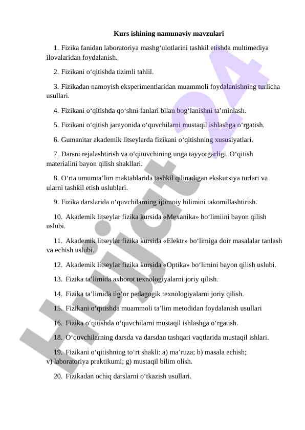 Fizikani oʻqitishda innovatsion yondashuvlar