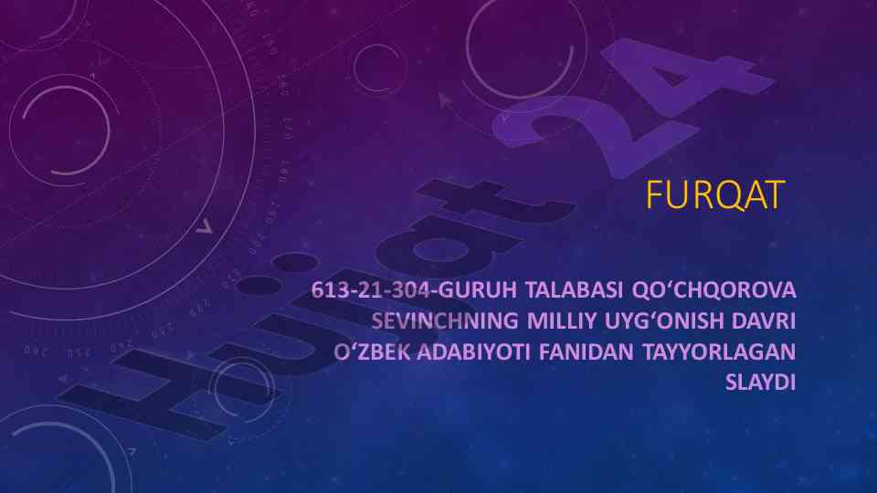 Furqatning hayot yo'li va adabiyoti