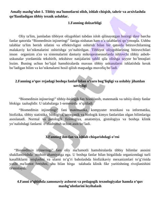 Tibbiy ma'lumotlarni olish va tahlil uslublari