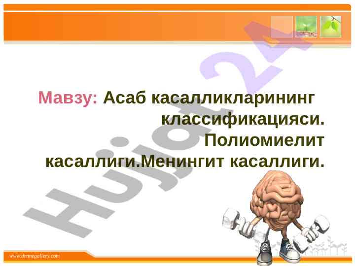 Асаб касалликларнинг классификацияси ва полиомиелит