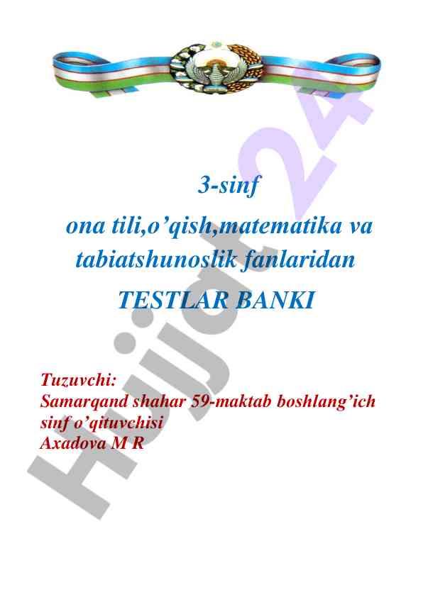 3-sinf ona tili va matematika fanlari testlar banki
