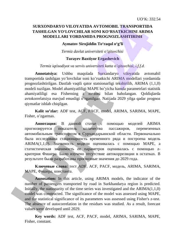 Surxondaryo viloyatida avtomobil transportida yo‘lovchilar