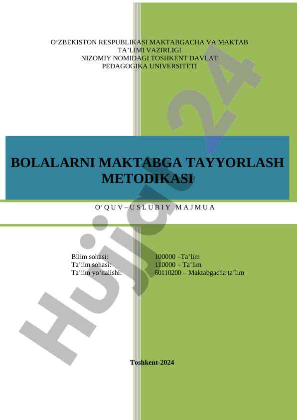 Bolalarni maktabga tayyorlash metodikasi uslubiy majmuasi