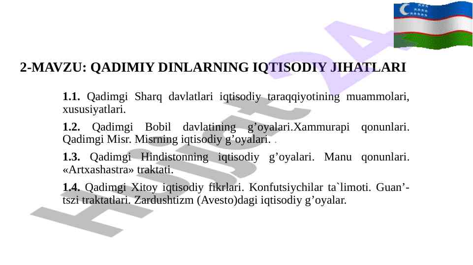 Qadimiy dinlarning iqtisodiy jihatlari tahlili