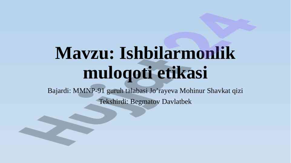 Ishbilarmonlik muloqoti etikasi tahlili