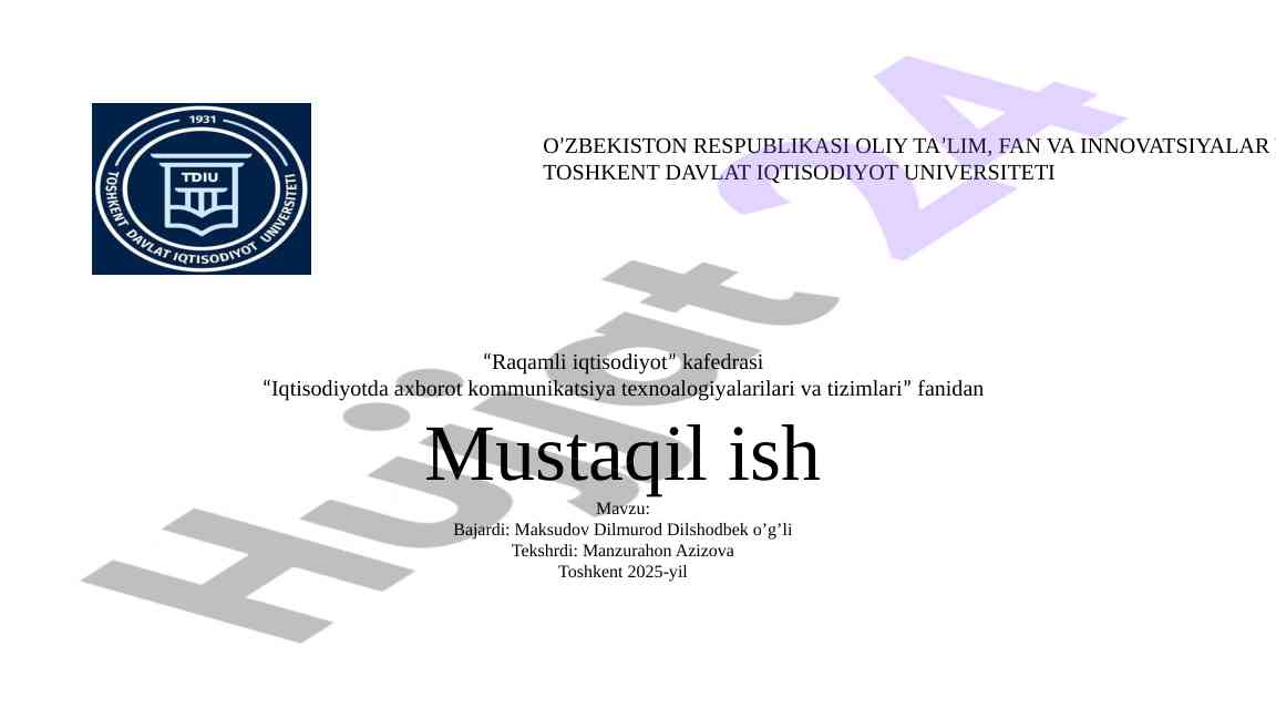 Iqtisodiyotda mobil ilovalar: axborot texnologiyalari