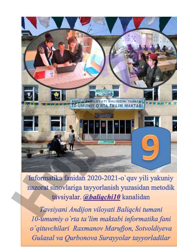 Nazorat sinovlariga tayyorlanish metodik tavsiyalari