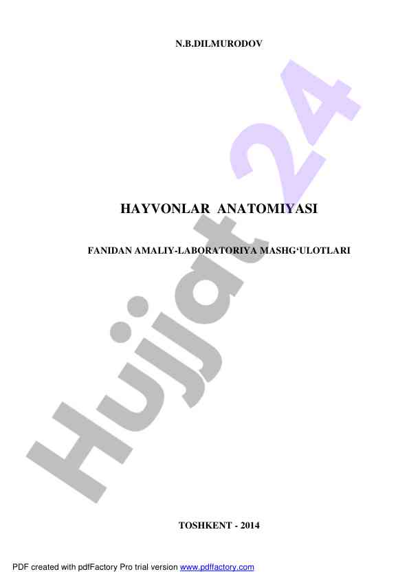 Hayvonlar anatomiyasi fanidan amaliy-laboratoriya mashg‘ulotlari