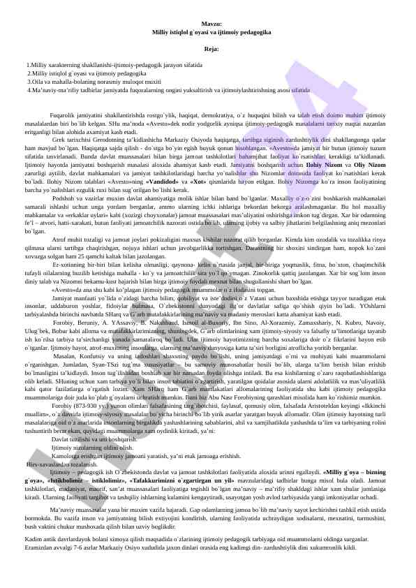Milliy istiqlol g‘oyasi va ijtimoiy pedagogika