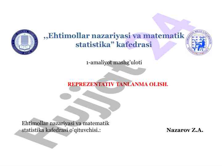 Ehtimollar nazariyasi va matematik statistika