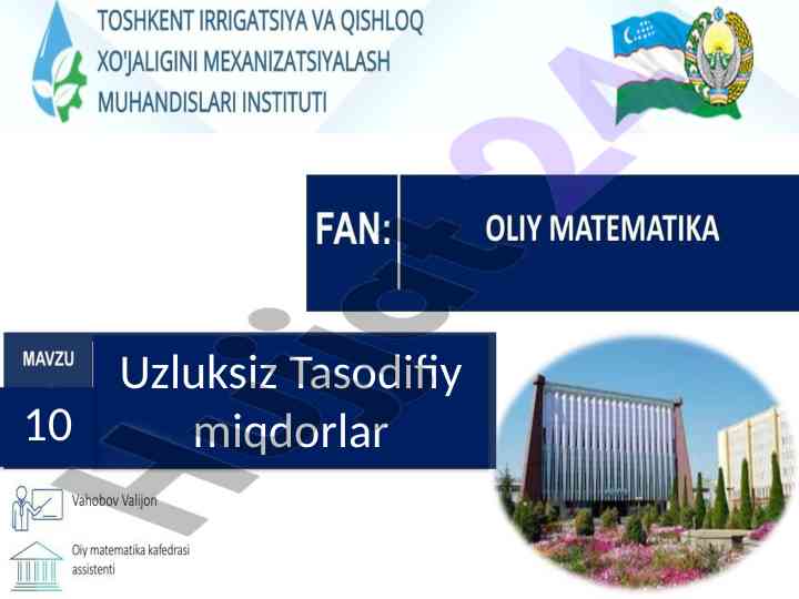 Uzluksiz tasodifiy miqdorlar taqsimot funksiyasi