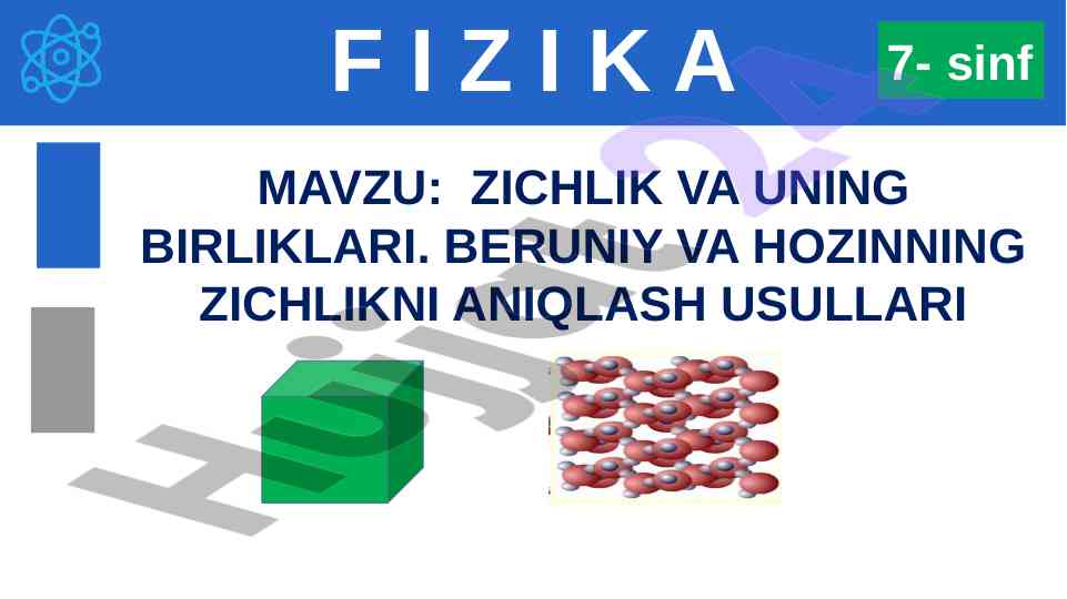 Zichlik va uning birliklari haqida ma'lumotlar