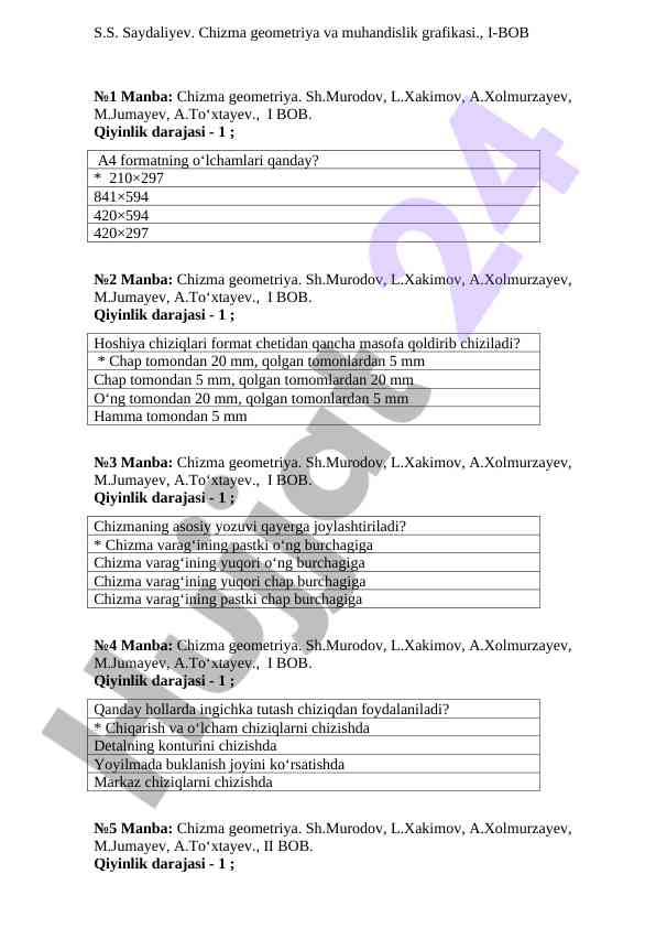 Chizma geometriya va muhandislik grafikasi