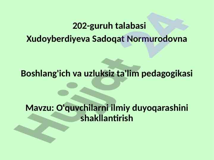 O'quvchilarni ilmiy duyoqarashini shakllantirish