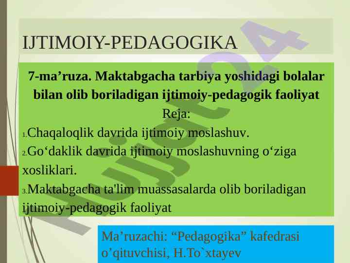 Ijtimoiy-pedagogika faoliyatining asosiy qirralari