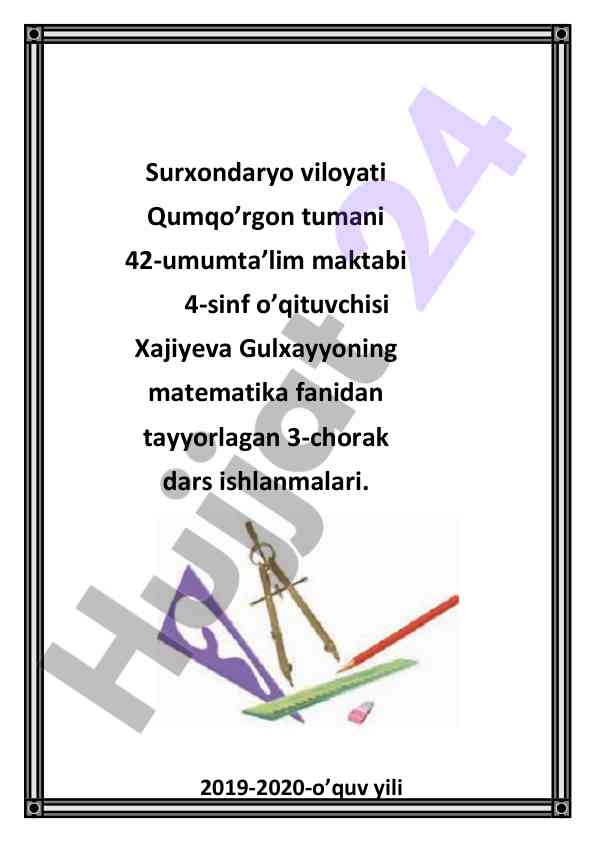 Matematika fanidan 3-chorak dars ishlanmalari