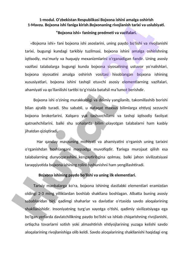 Bojxona ishining asoslari va tarihi