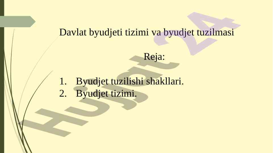 Davlat byudjeti tizimi va tuzilmasi