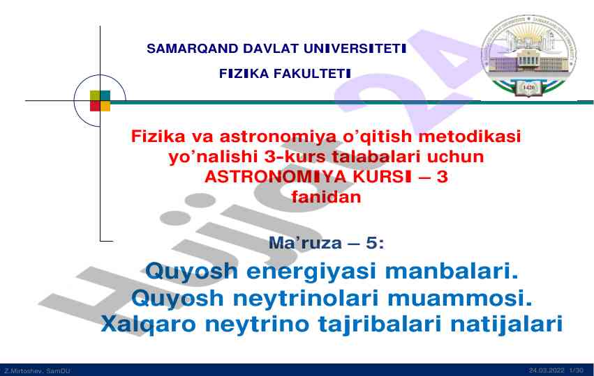 Quyosh energiya manbalari metodikasining o'rganilishi