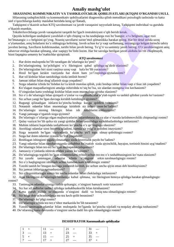 Shaxsning kommunikativ va tashkilotchilik qobiliyatlari