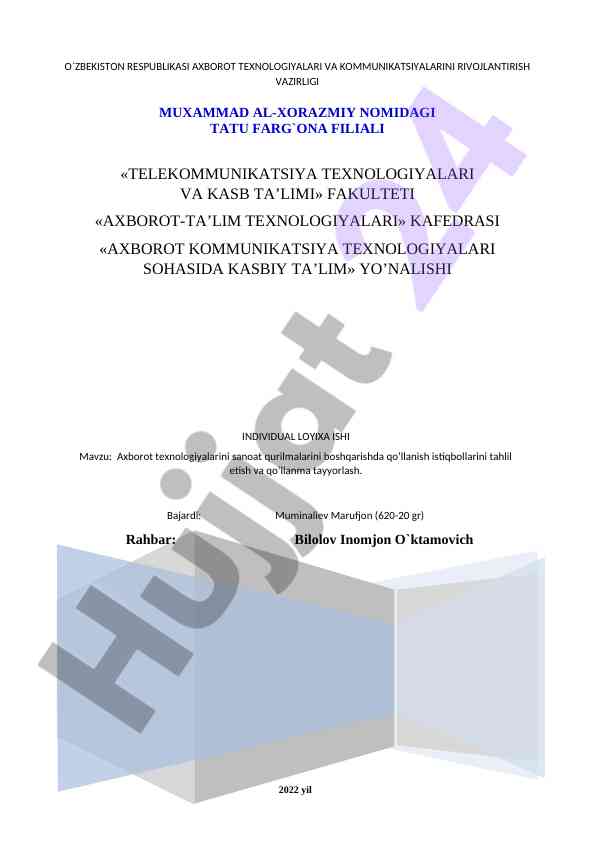 Sanoat korxonalarini boshqarish axborot tizimlari