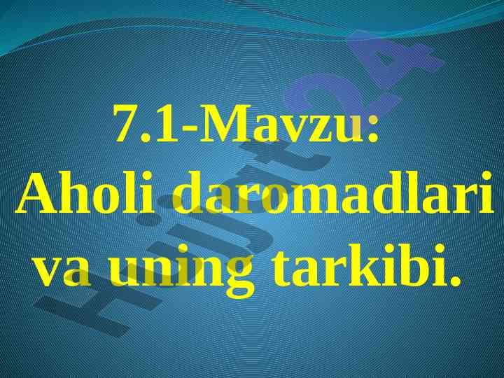 Aholi daromadlari va turmush darajasi tahlili