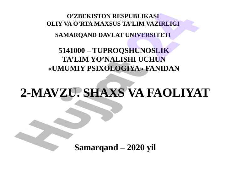 Umumiy psixologiya fanidan ijtimoiy ta'sirlar