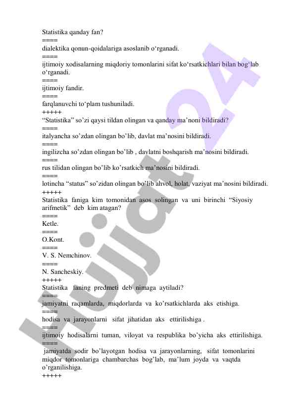 Statistika fanining asosiy tamoyillari va tarixi