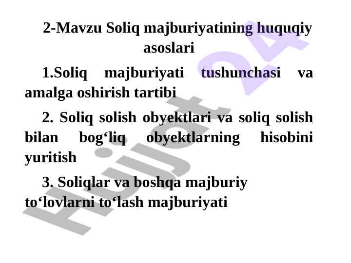 Soliq majburiyatining huquqiy asoslari tahlili