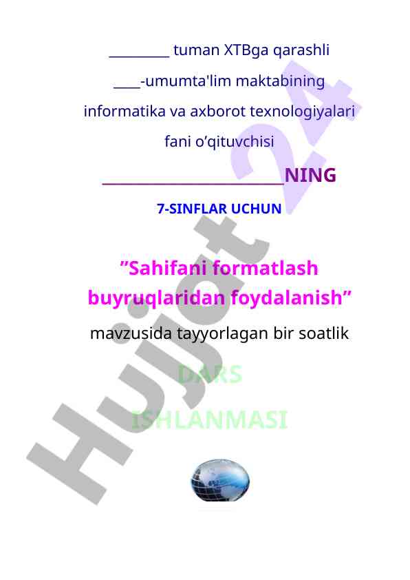 Sahifani formatlash buyruqlaridan foydalanish