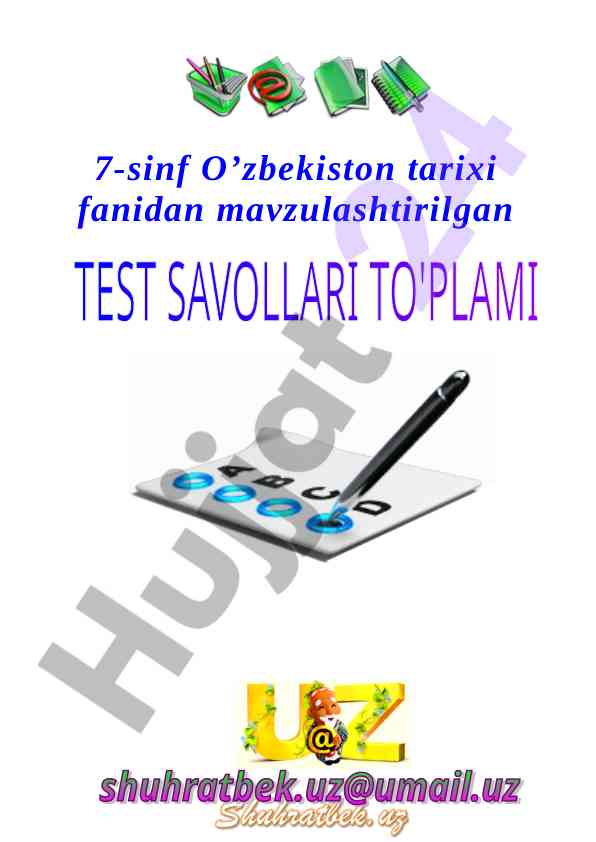 7-sinf o‘zbekiston tarixi fanidan mavzulashtirilgan testlar