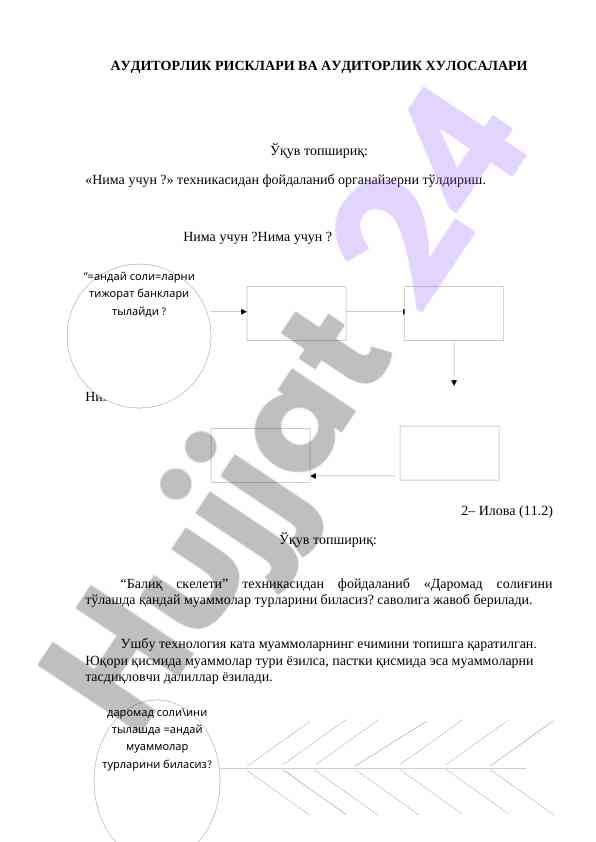 Auditorlik risklari va auditorlik xulosalari