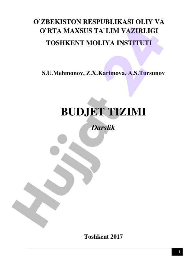 Budjet tizimi darslik o`quv qo`llanmasi