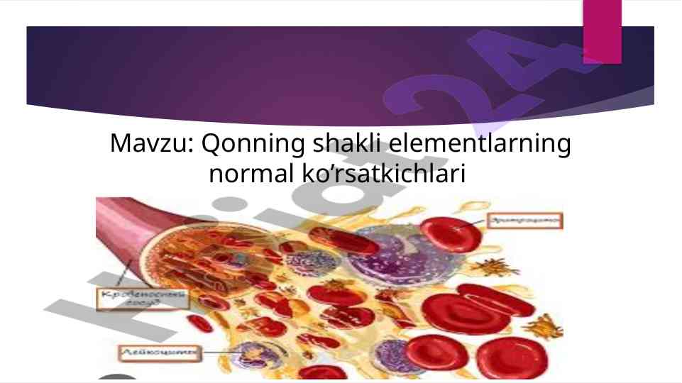 Qon elementlarining normal ko'rsatkichlari va buzilishlari