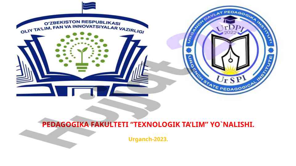 Texnologik ta’lim yo‘nalishi ma'ruzalar rejasi