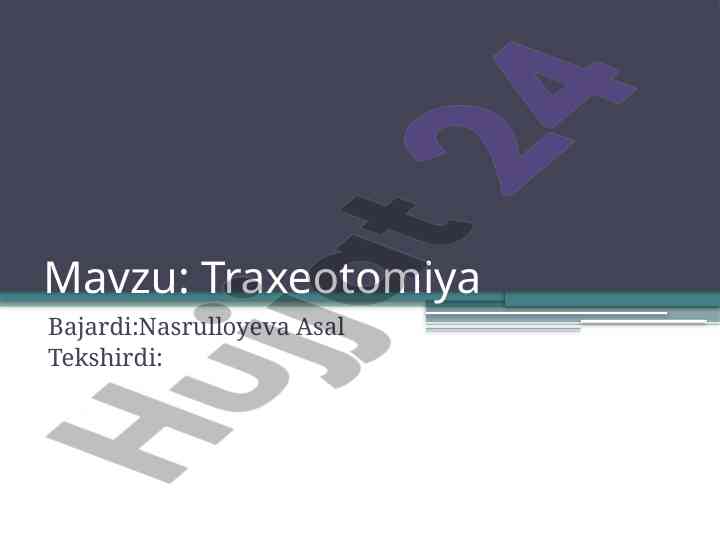 Traxeotomiya operatsiyalari va turlari