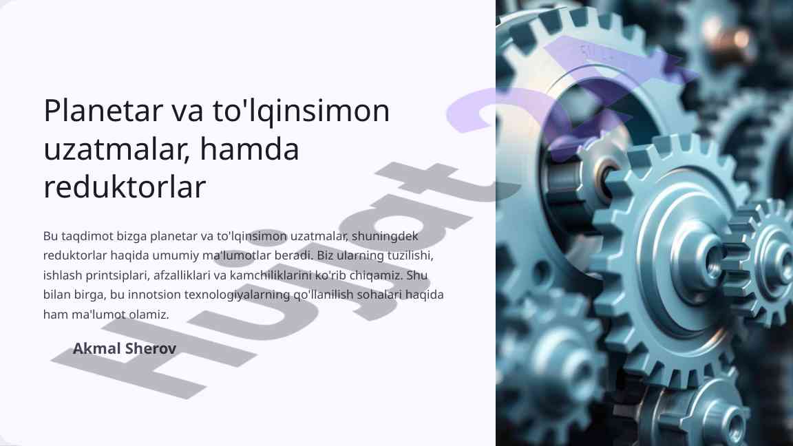 Planetar va to'lqinsimon uzatmalar taqdimoti