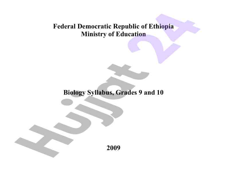 Biology syllabus for grades 9 and 10 overview