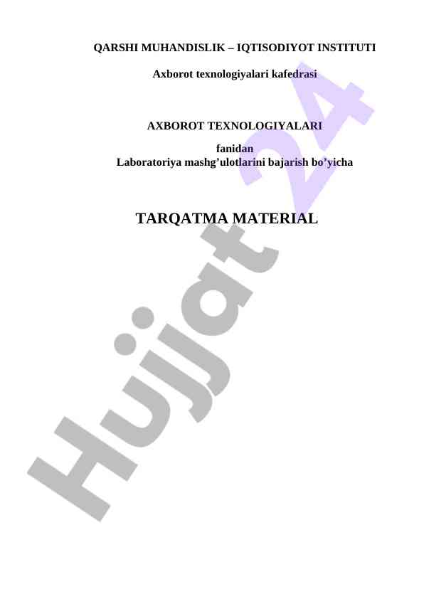Oddiy jarayonlarni dasturlash laboratoriya mashg’uloti