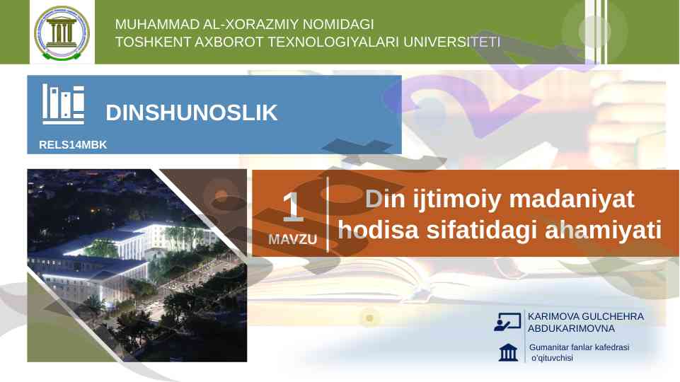 Din ijtimoiy madaniyat hodisa sifatida ahamiyati
