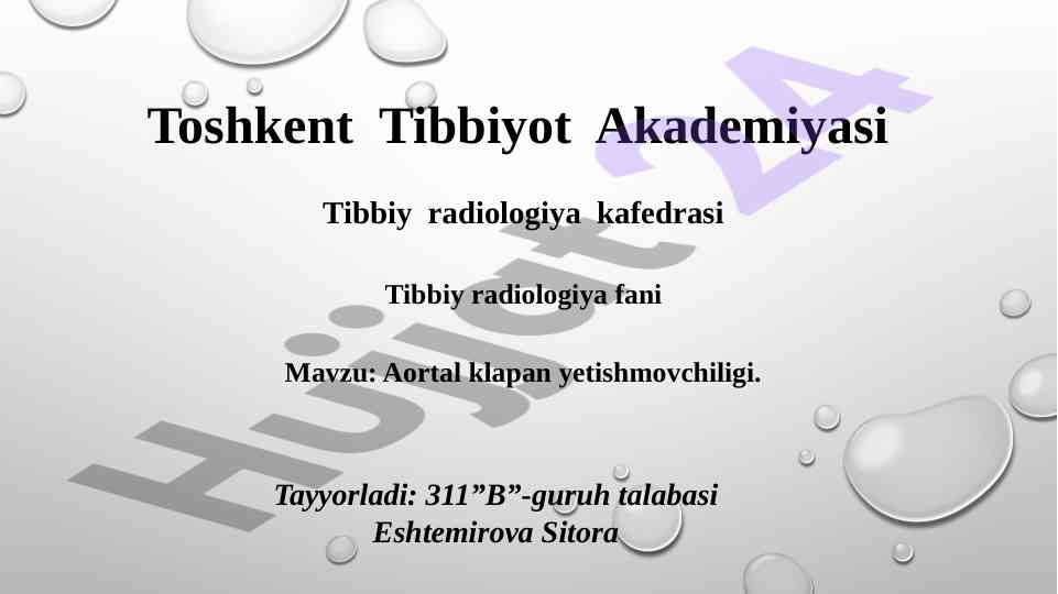 Aortal klapan yetishmovchiligi mavzusi bo'yicha tadqiqot