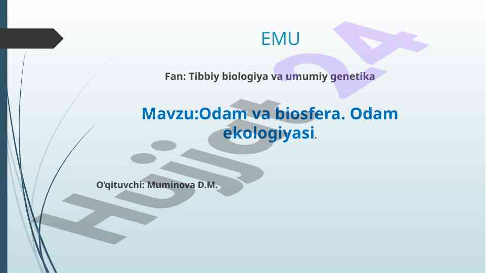 Odam ekologiyasi va biosfera to'g'risida dars