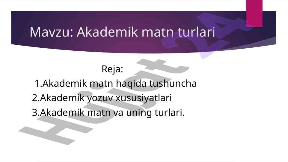 Akademik matn turlari haqida tushuncha