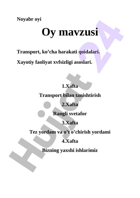 Transport harakati va qish mavzusi o‘quv darslari