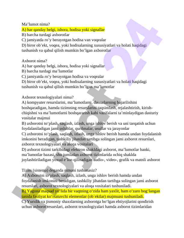 Axborot texnologiyalari va ularning ta'rifi